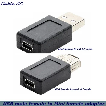 Търговия на едро с Нов Черен USB 2.0 A мъжки и женски, за да Mini USB B 5-пинов Конектор за да се свържете Кабела на Адаптера за най-добра Цена