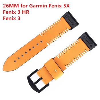 Удобна Кожена каишка за часовник за Garmin Fenix 6X/5X/Fenix 3/Fenix 3 HR/D2 charlie/Desent MK1 /Tactix Bravo/Каишка Foretrex 601