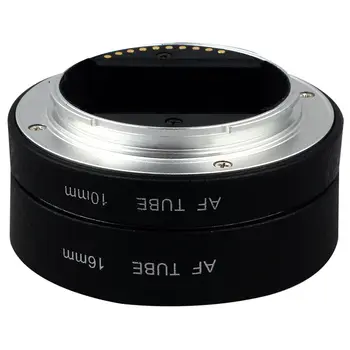 Черен Метален Комплект Удължители за макро фотография с автофокус AF 10 мм и 16 мм за Sony NEX E-mount Фотоапарати NEX 3 / 3N / 5 / 5N и Полнокадровый A7 A7S / A